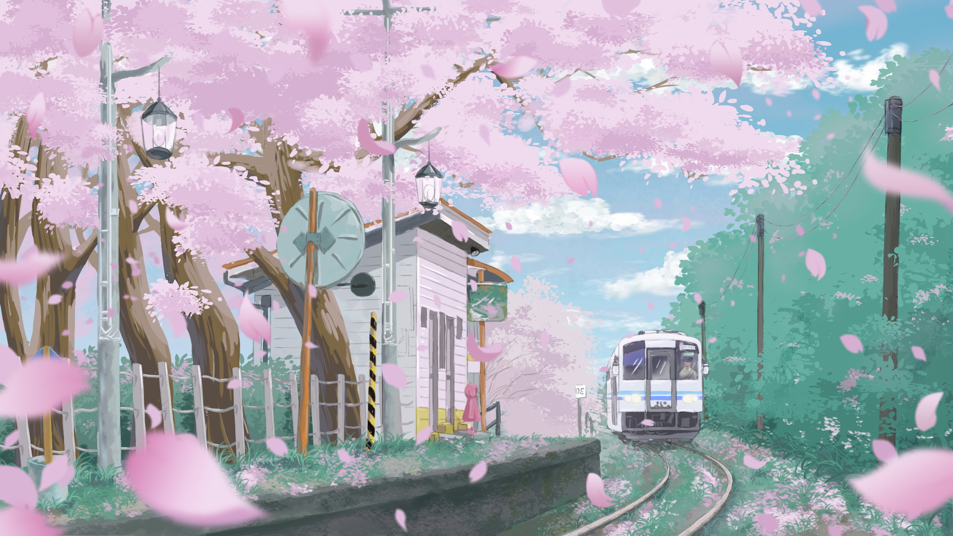 樱花电车(动漫静态壁纸) 