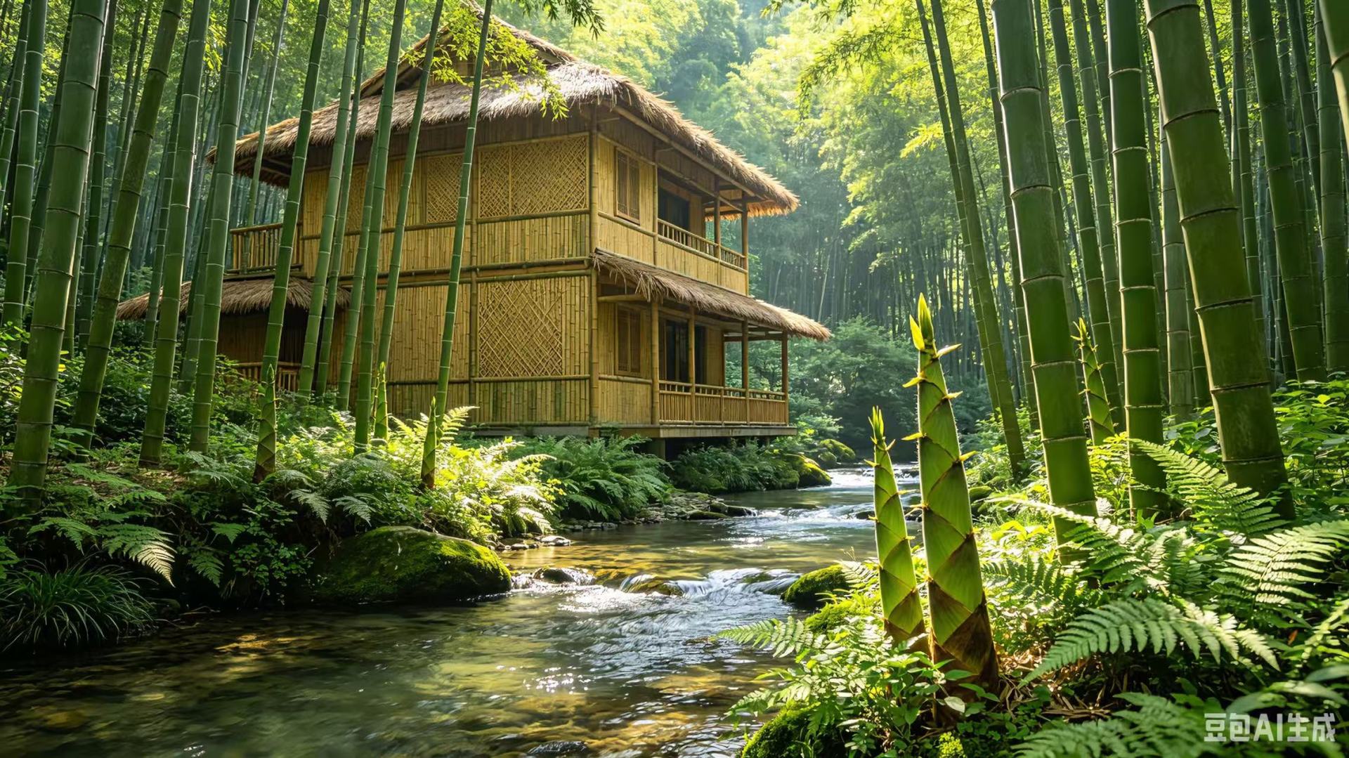 溪水竹林