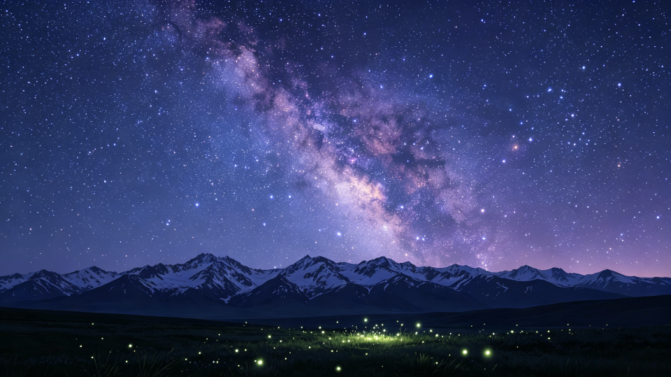 星空雪山梦幻夜景壁纸