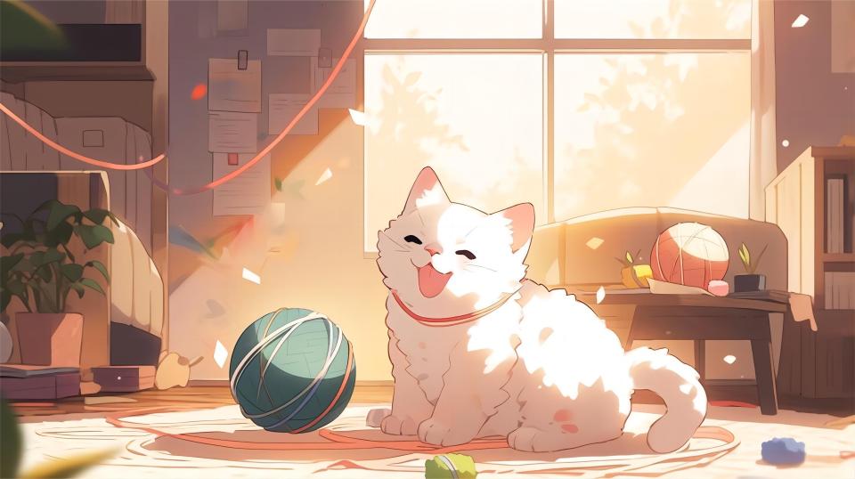 猫咪戏球