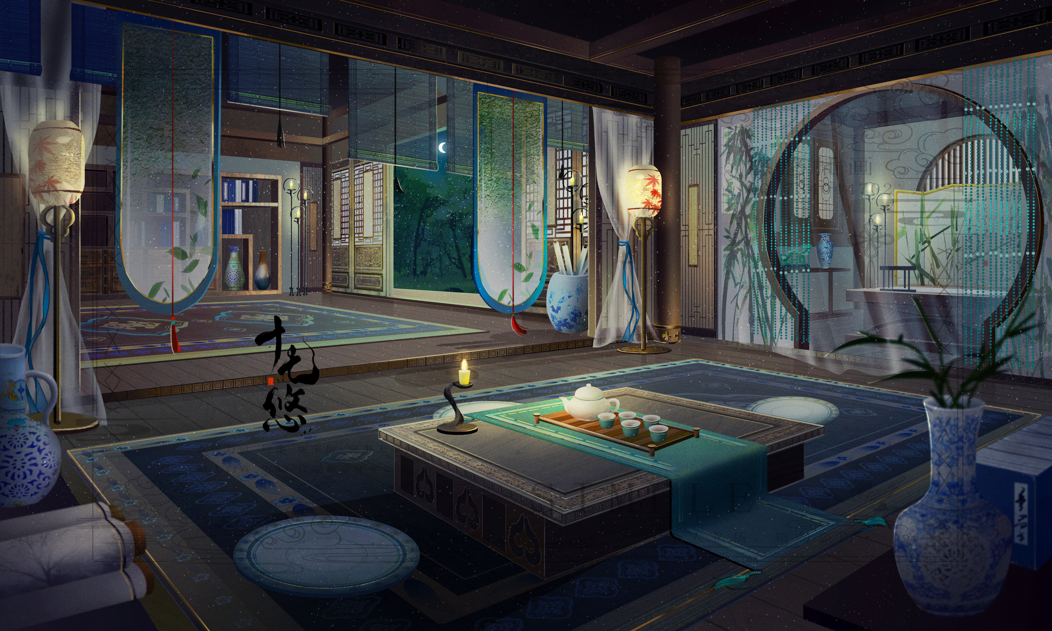 静谧茶室晚上(游戏静态壁纸) - 静态壁纸下载 - 元气壁纸