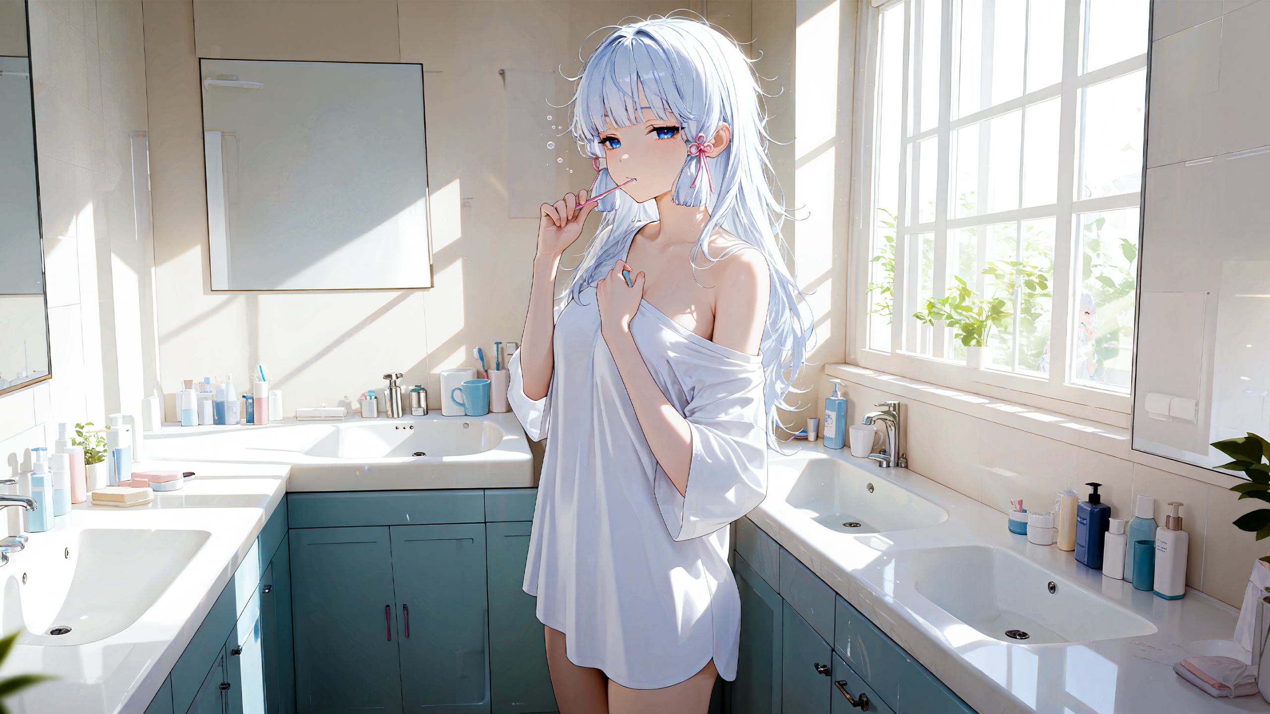 原神神里绫华-清晨洗漱少女