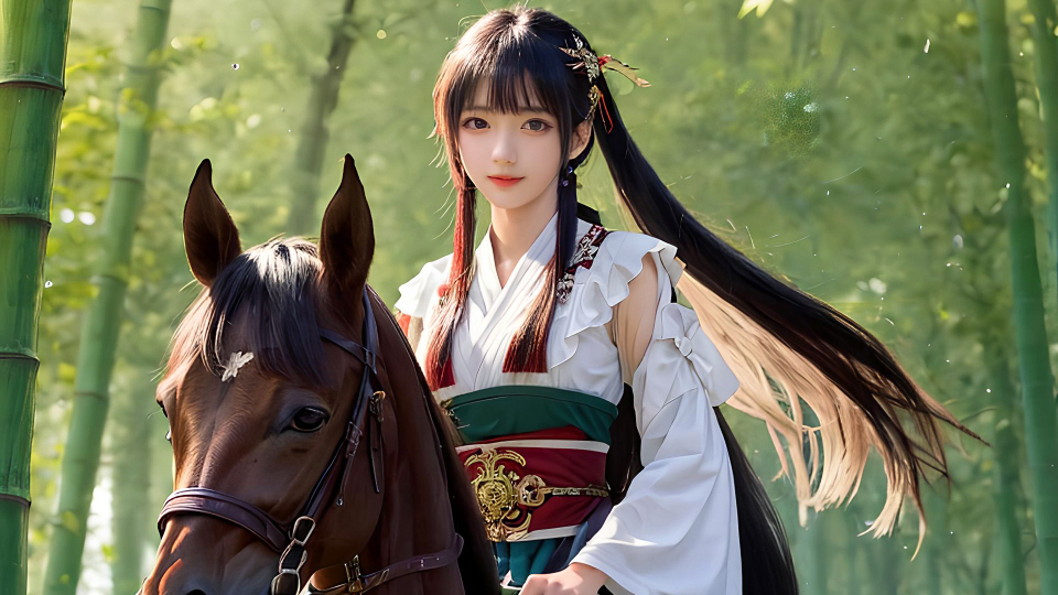 国风古典骑马美女