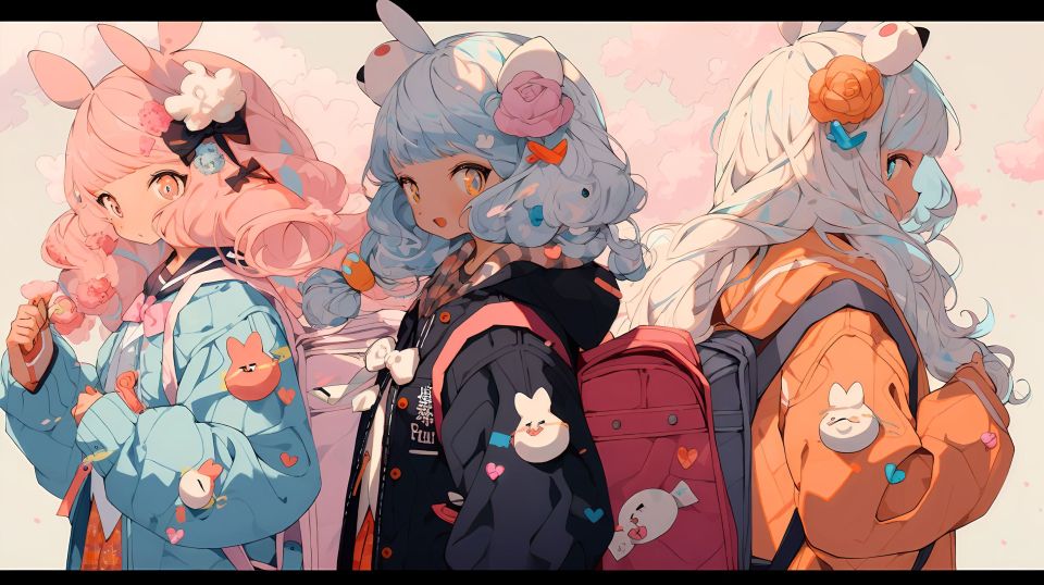3个可爱的女孩动漫版