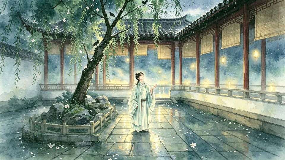 廊下听雨