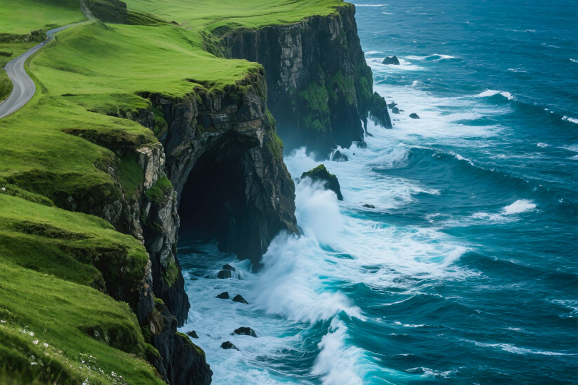 碧海翠崖惊涛