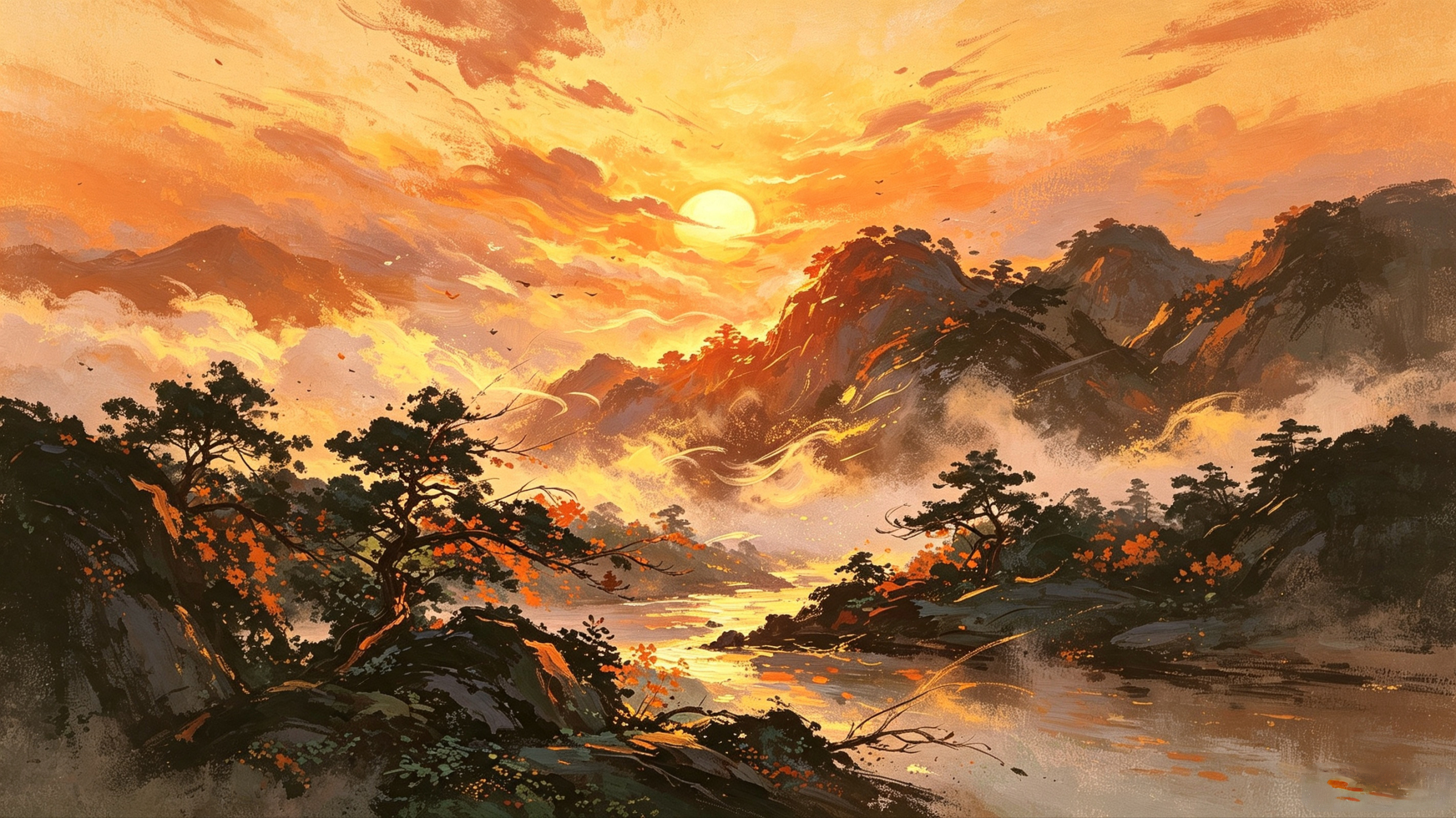 秋峦暮渡