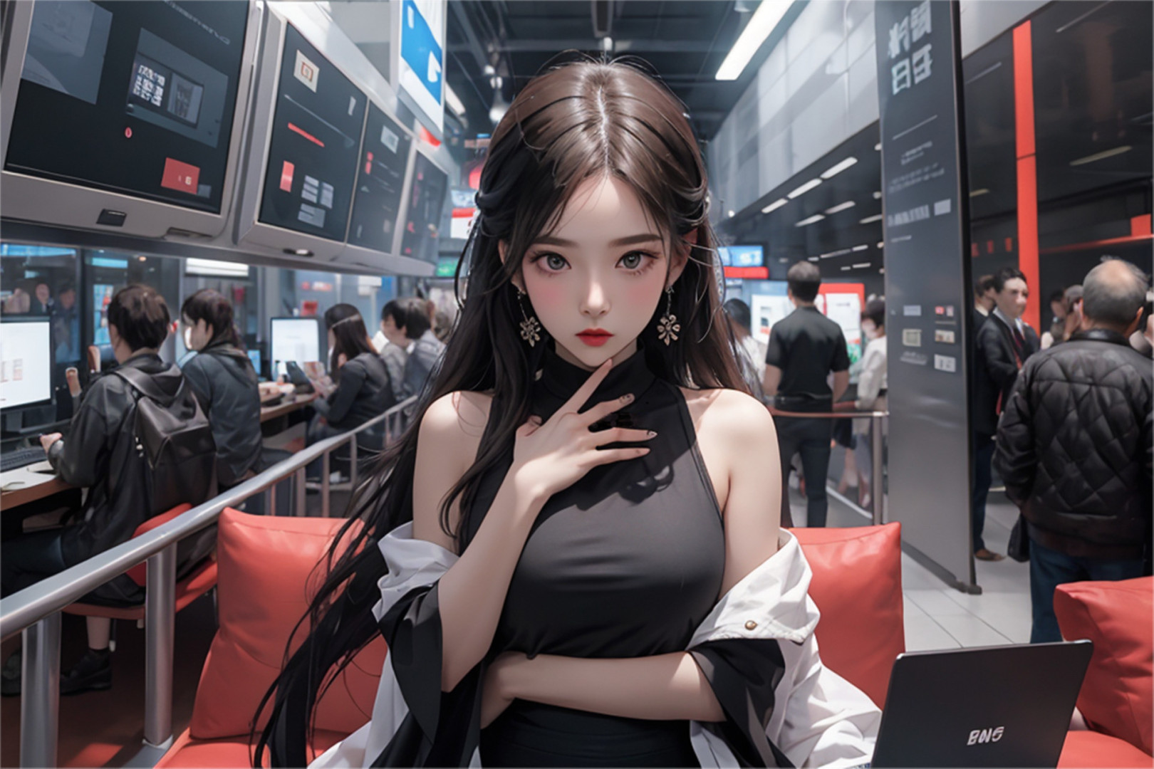 正视的美女