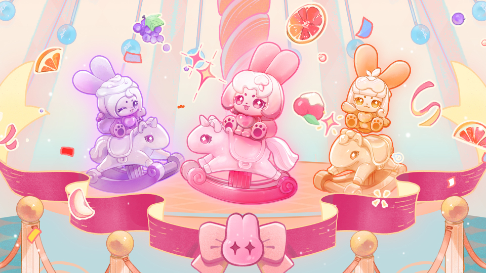 卡布兔萌粒水果透明款壁纸