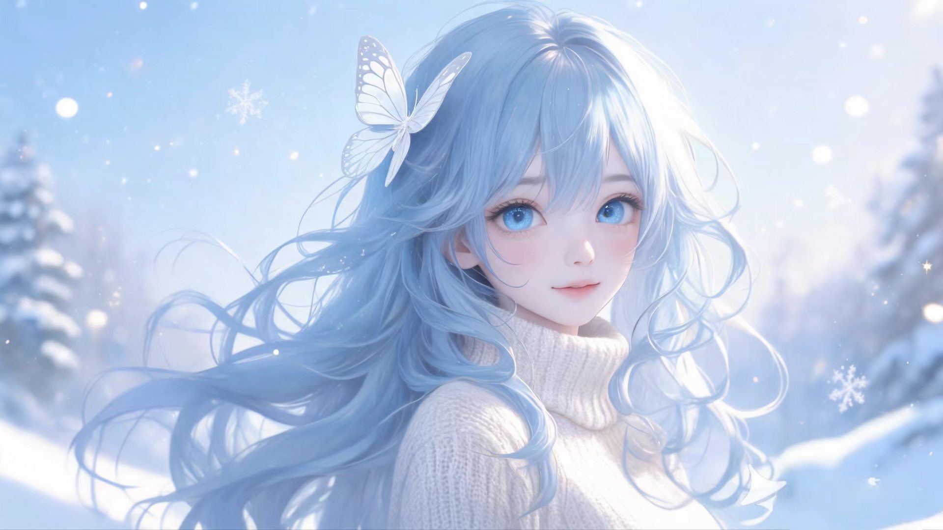 雪境蓝蝶少女