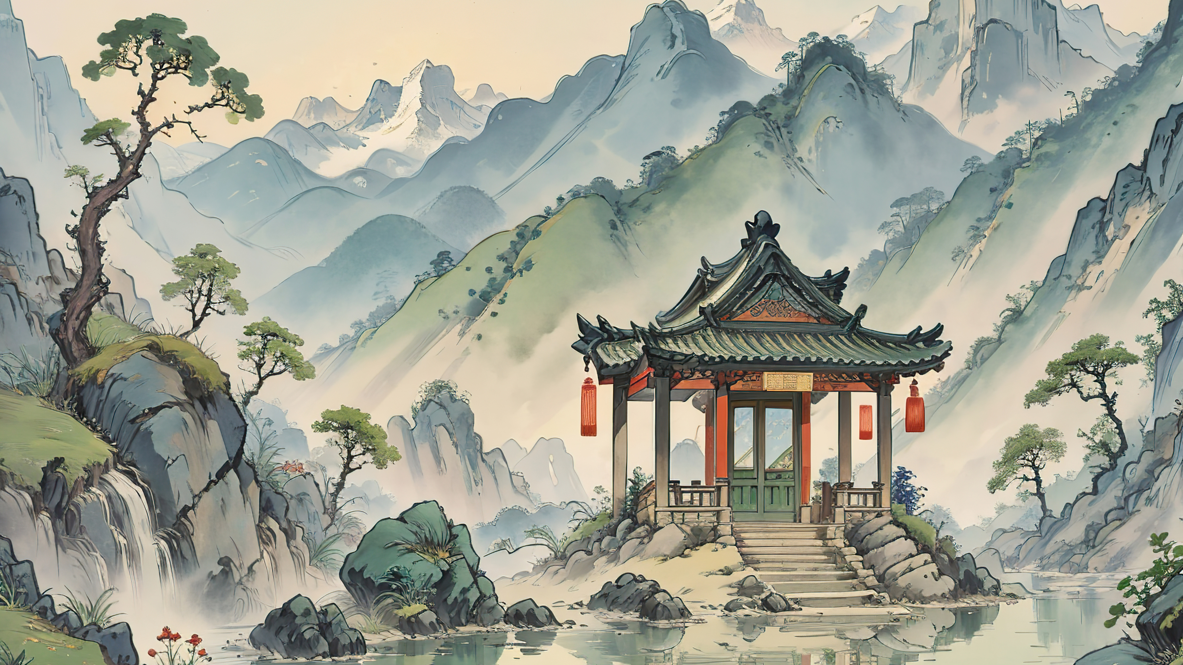 凉亭，古风