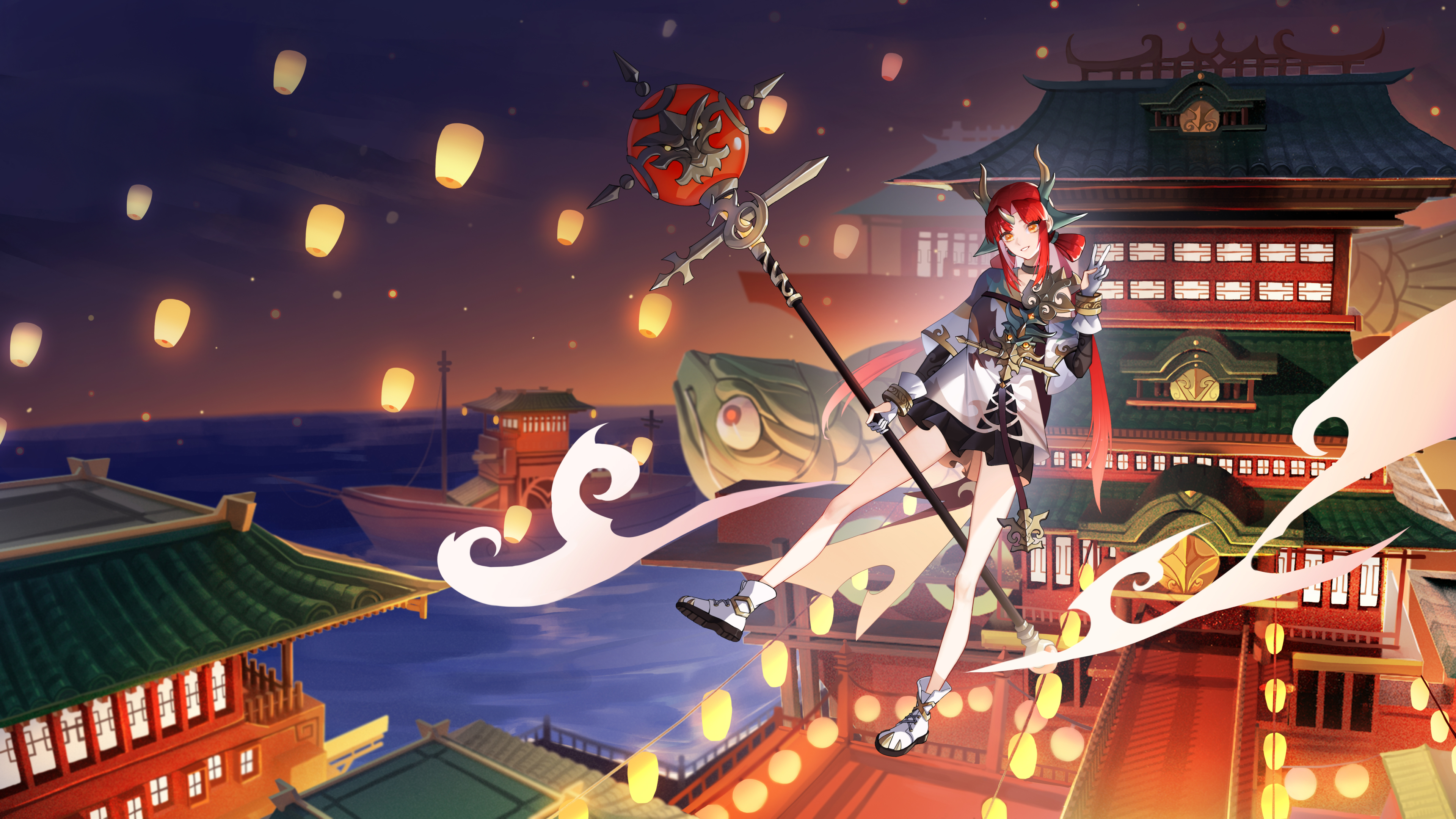 2022虎年个性动漫插画游戏美女 游戏 高清 长腿 全屏壁纸封面图年之