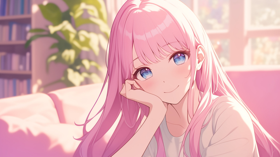 粉发少女