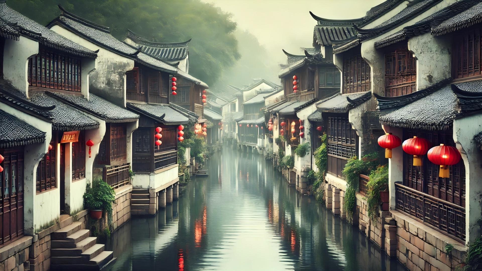 水乡晨雾