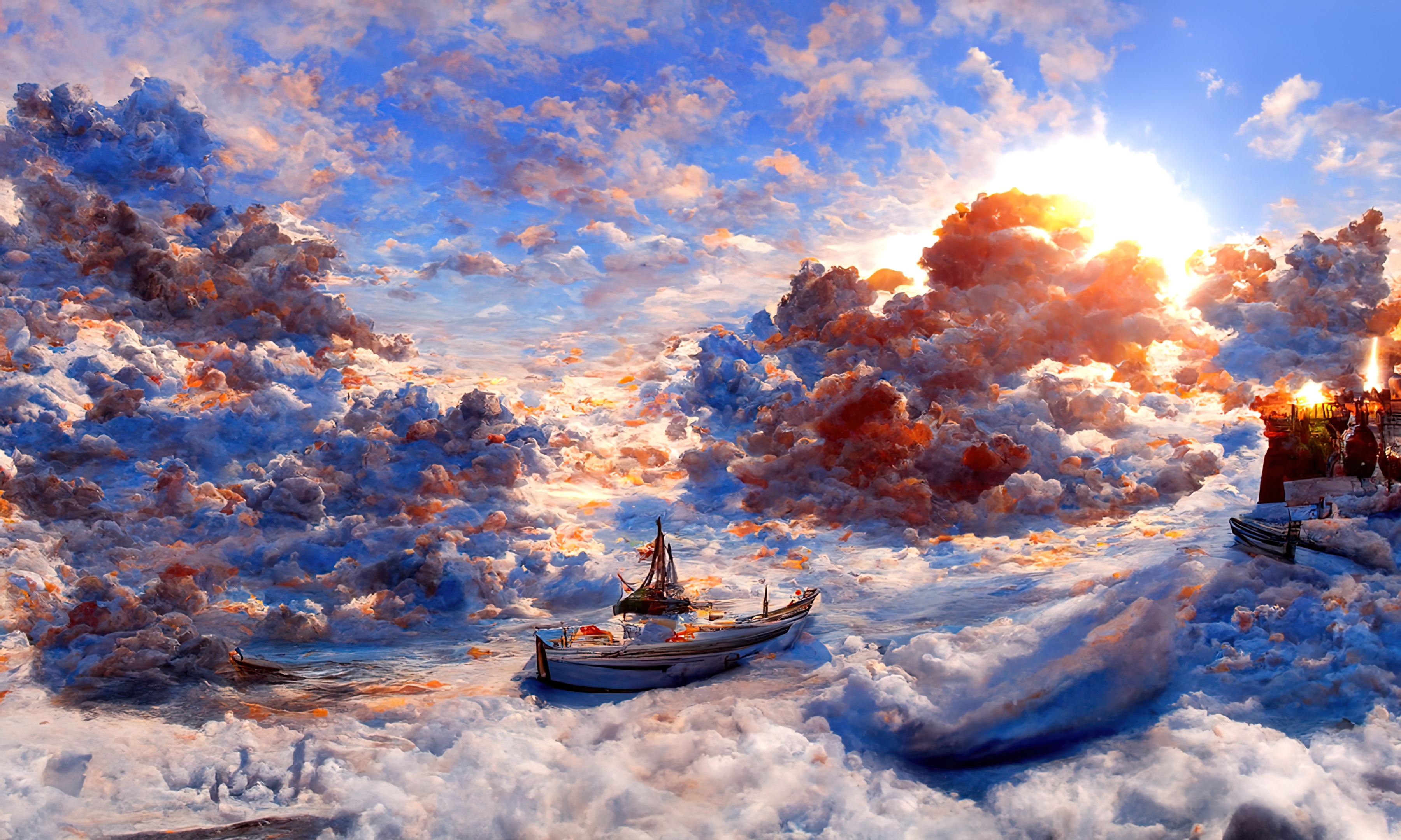 2022-05-30壁纸标签:唯美治愈小清新梦幻神秘仙境天空云航海船风景