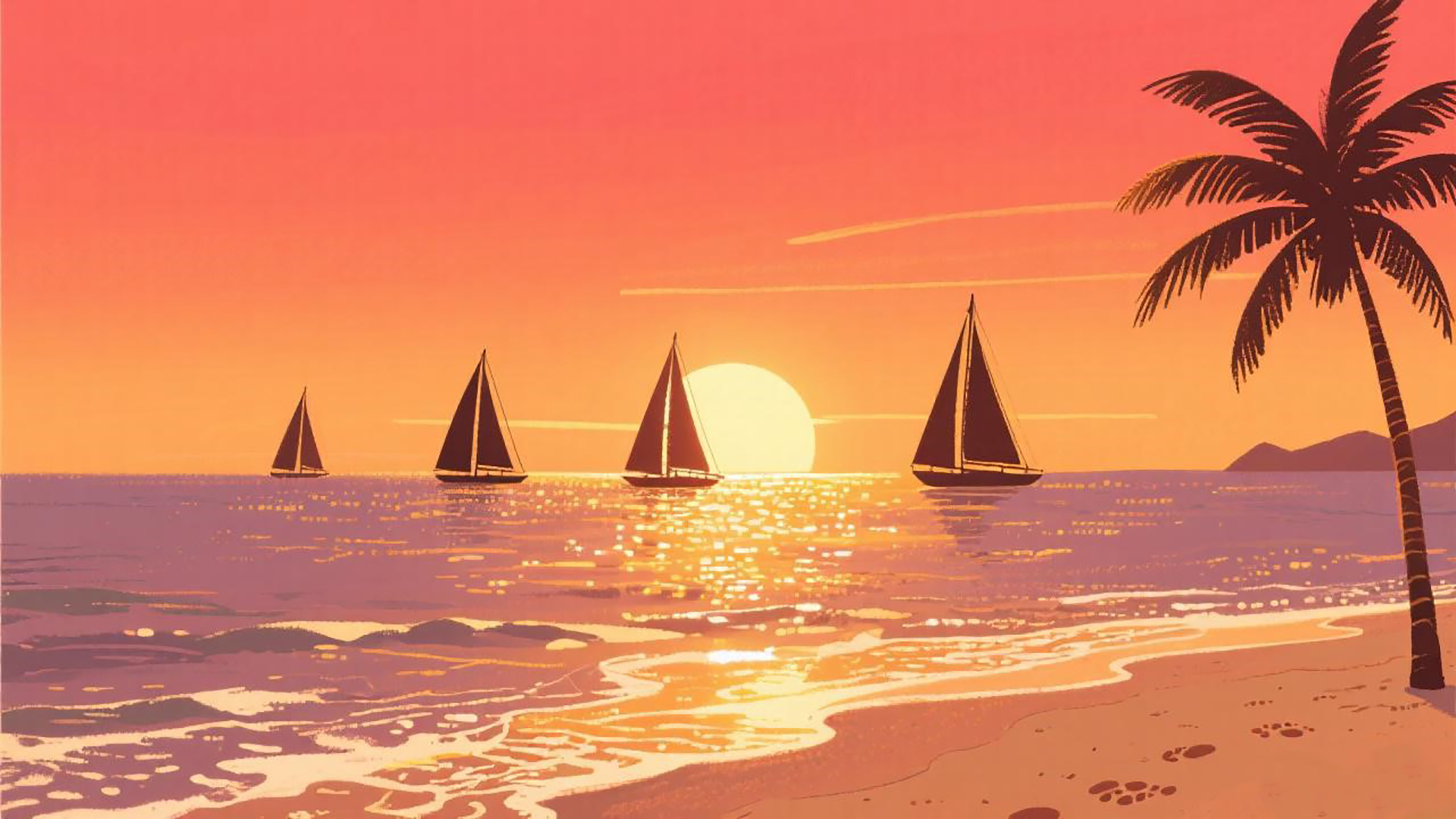 海边夕阳