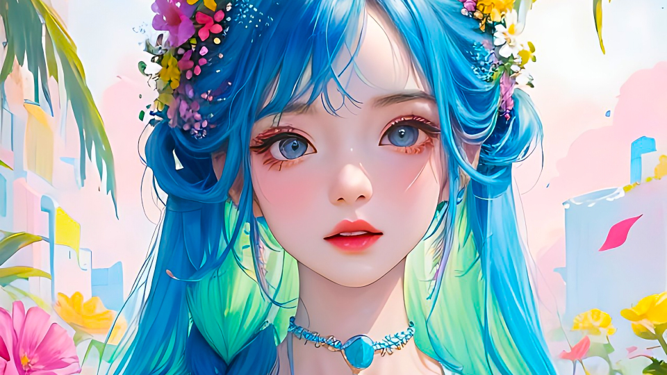 4K彩虹女孩唯美壁纸