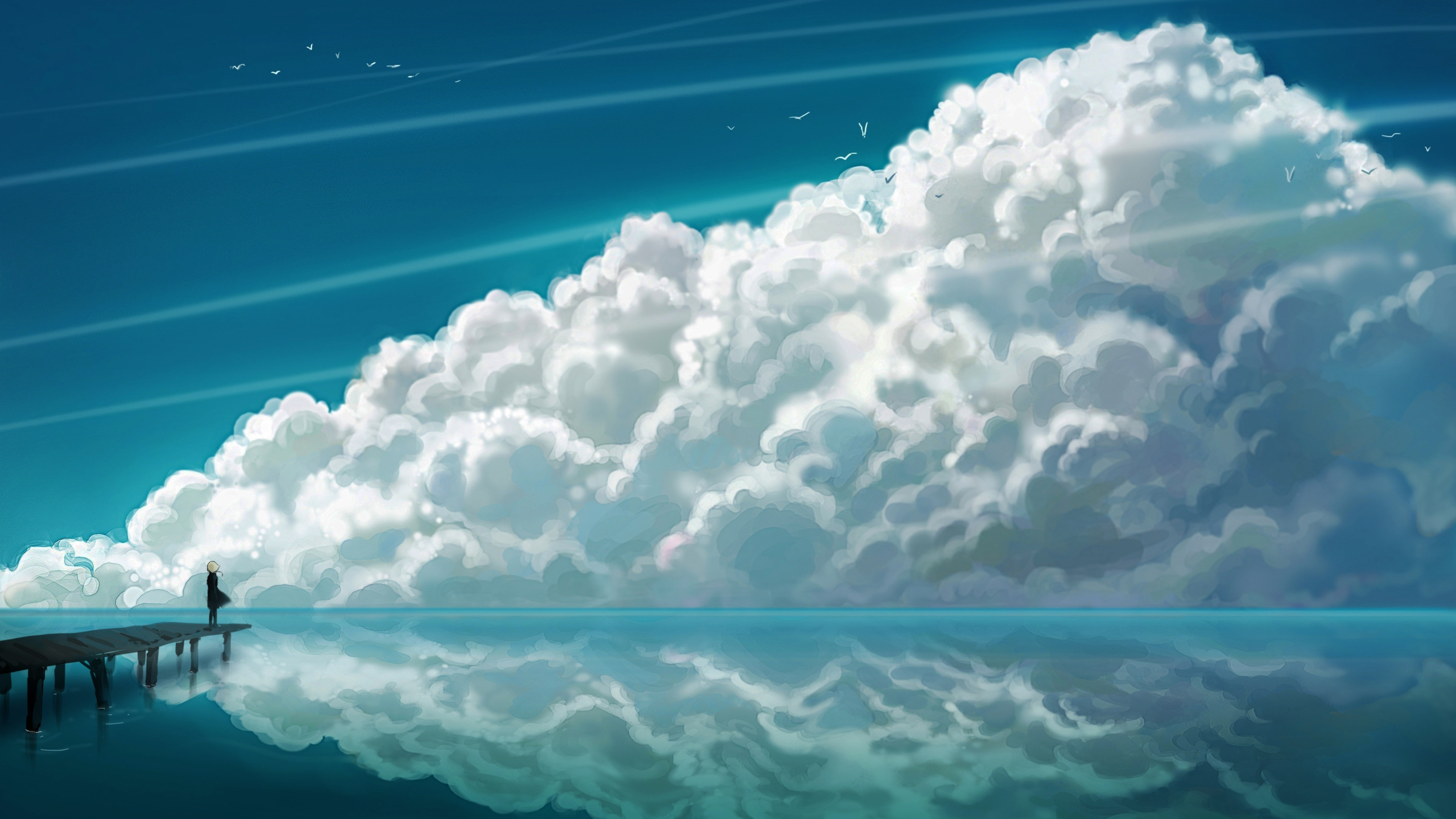 创意卡通风格设计飘在云朵上面的彩虹免抠PNG素材