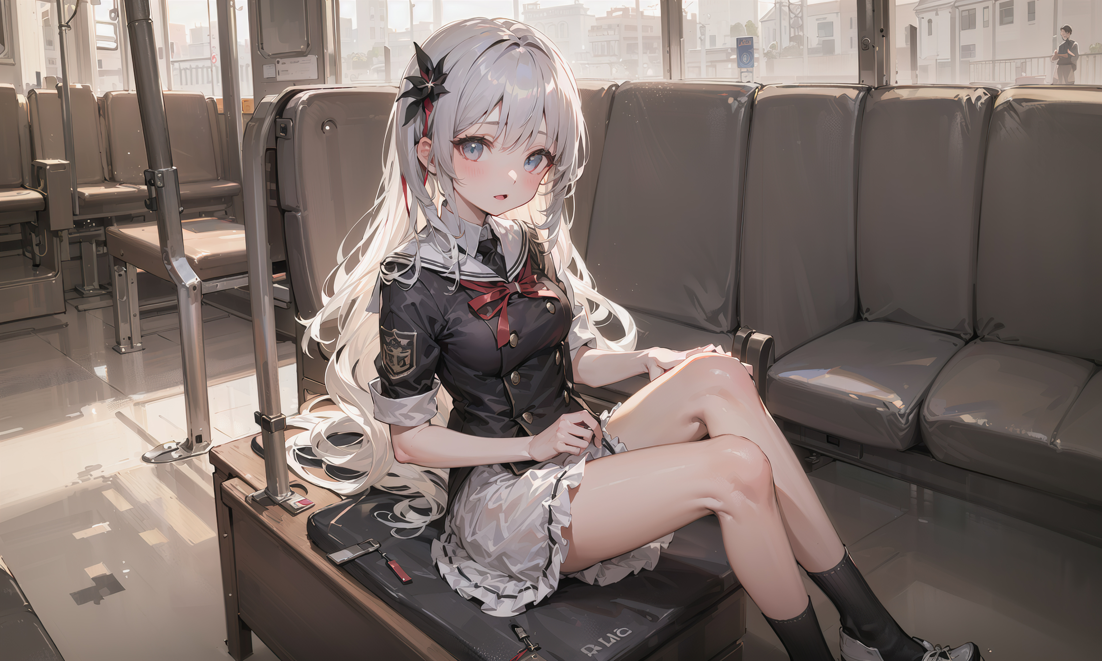 地铁jk可爱少女(动漫静态壁纸) - 静态壁纸下载 - 元气壁纸