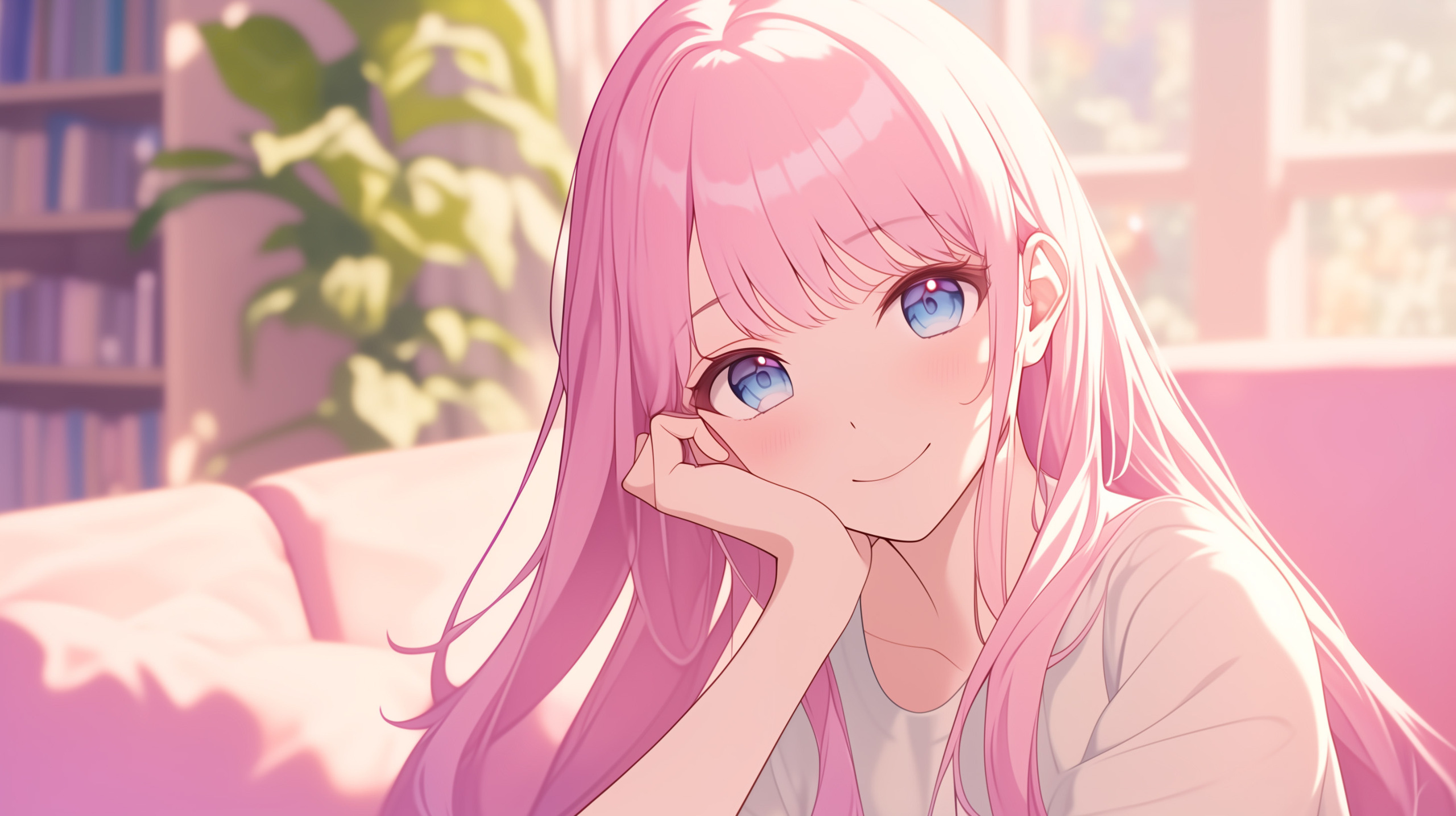 粉发少女