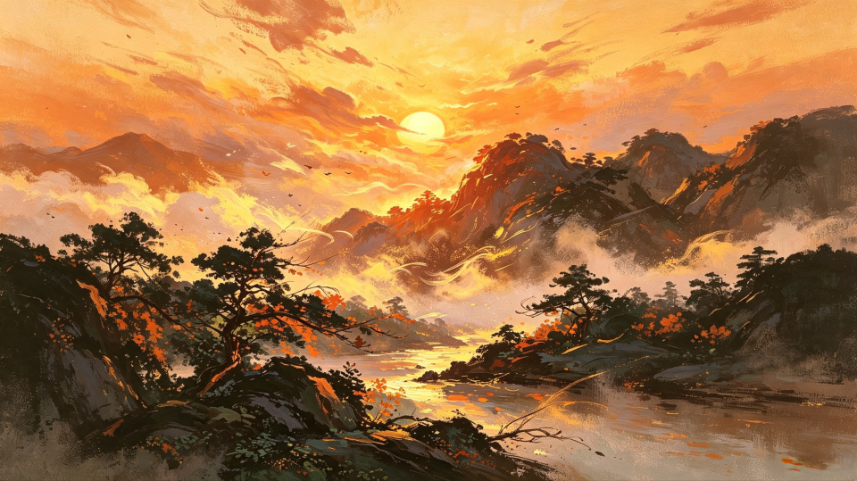 秋峦暮渡