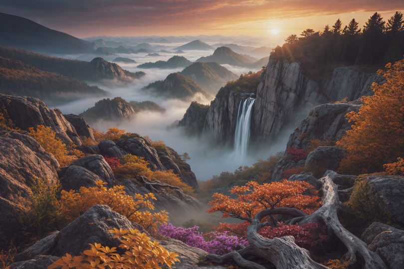 秋嶂晨瀑