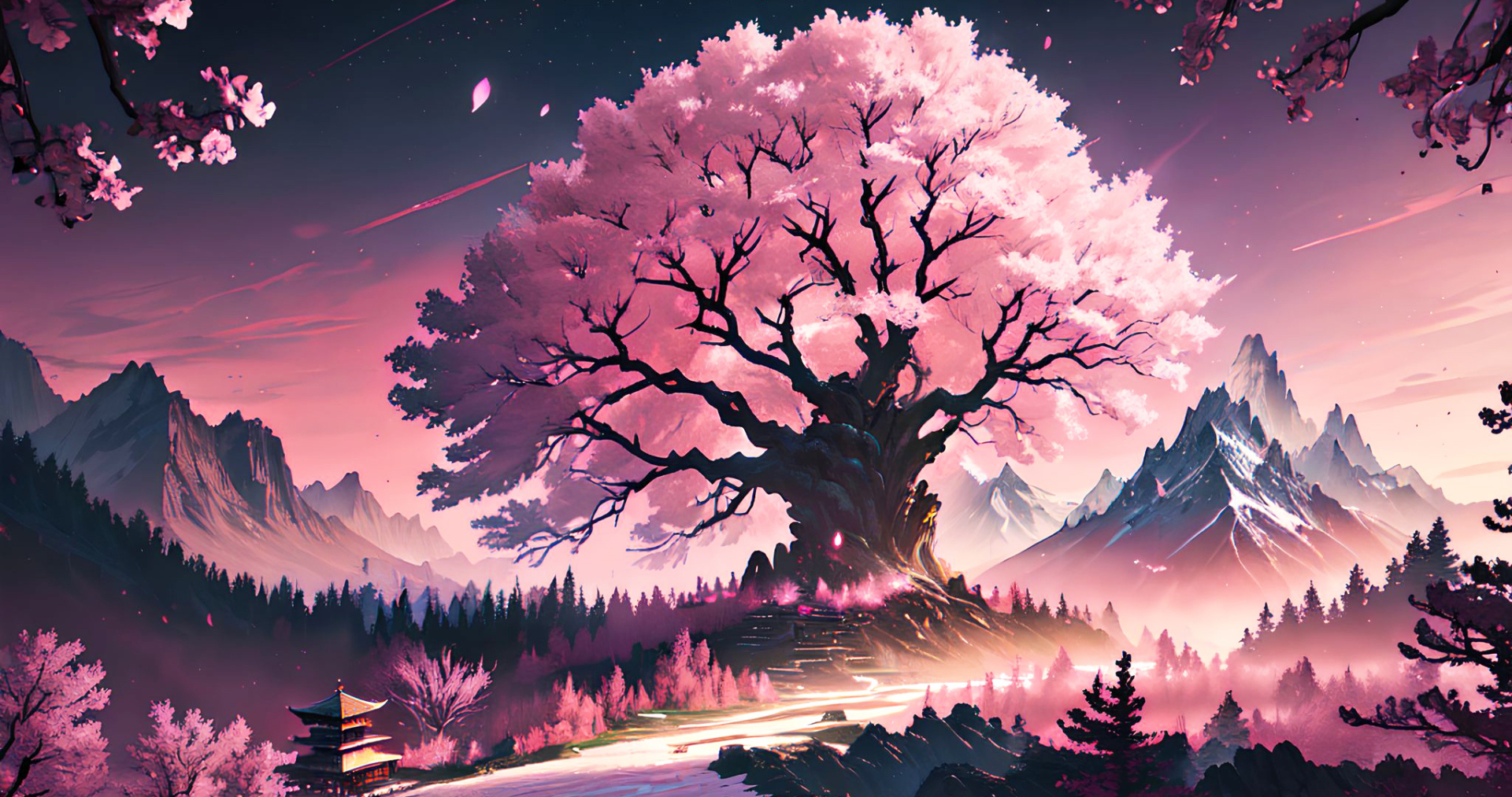 2K高清AI绘画 粉色唯美风景