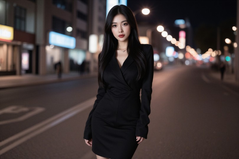 黑色短裙美女