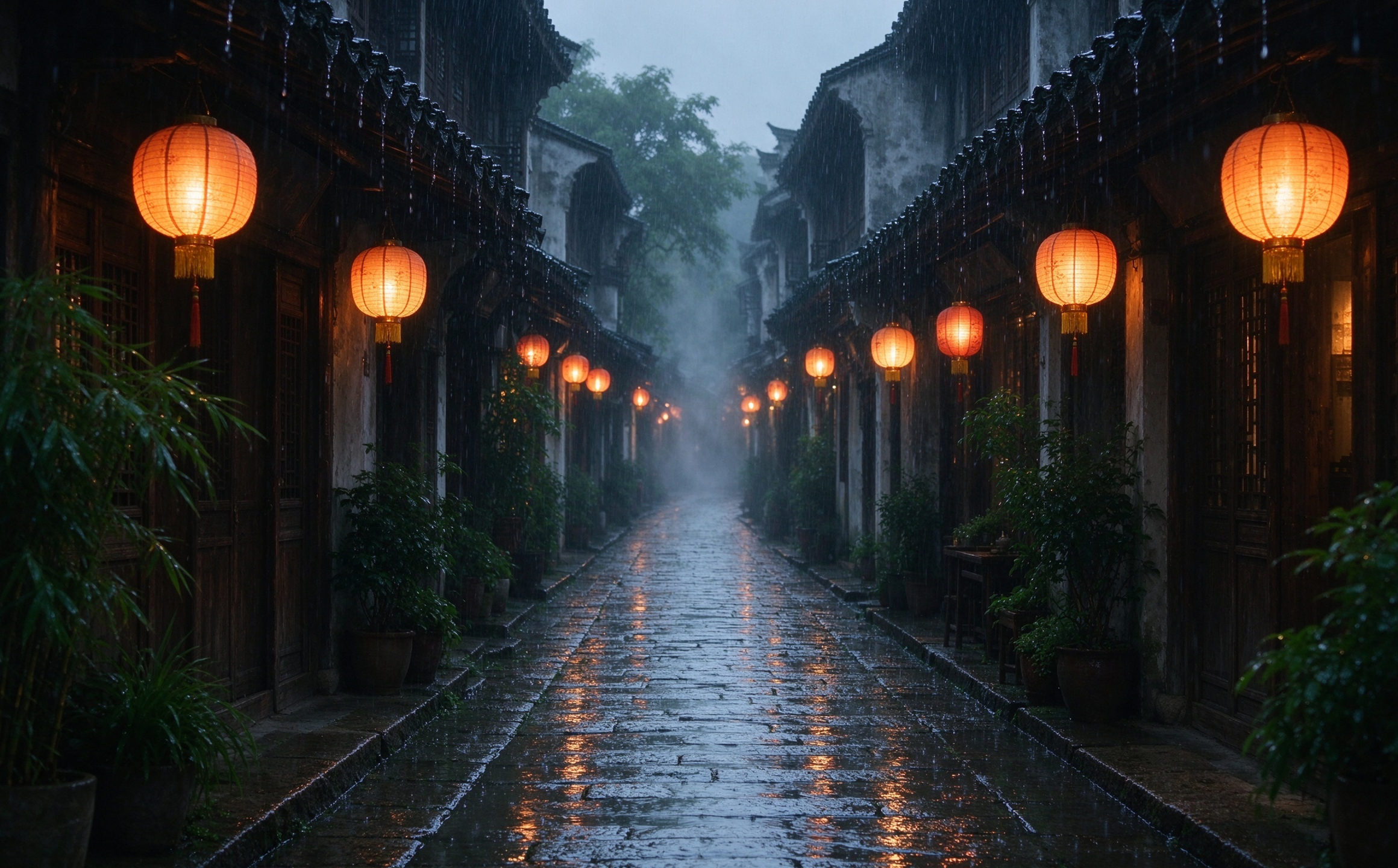 雨巷灯影