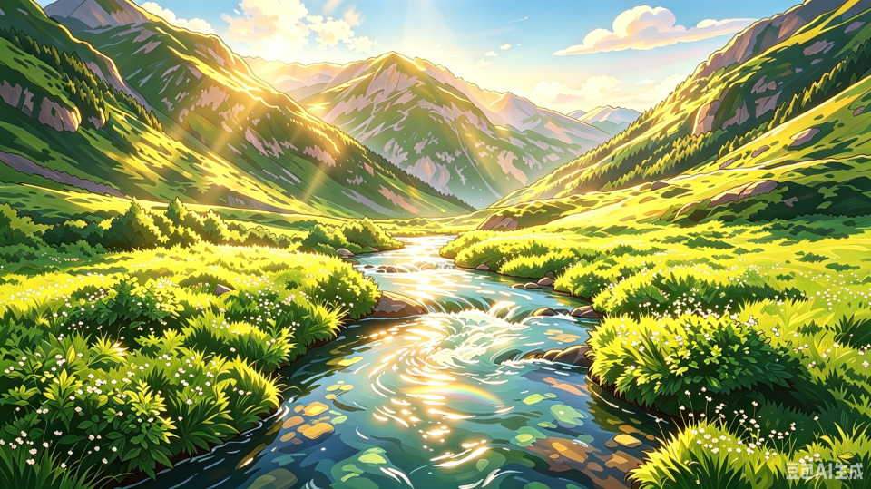 阳光溪水