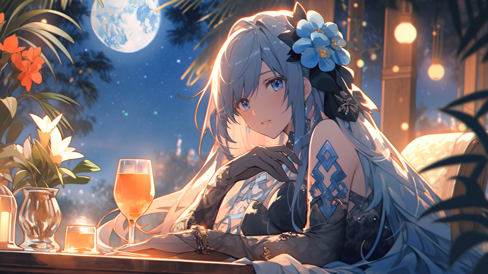 少女月下独酌