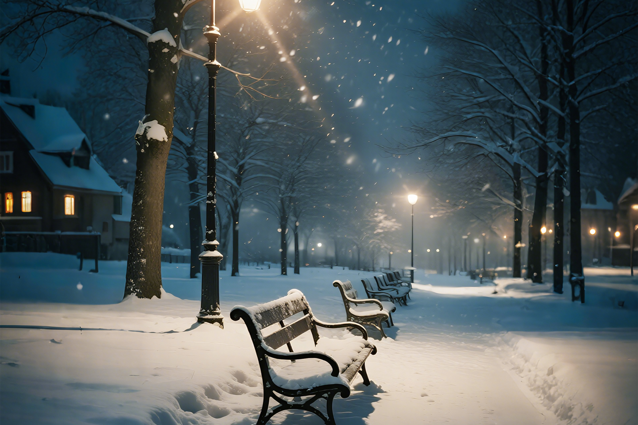 雪夜灯影