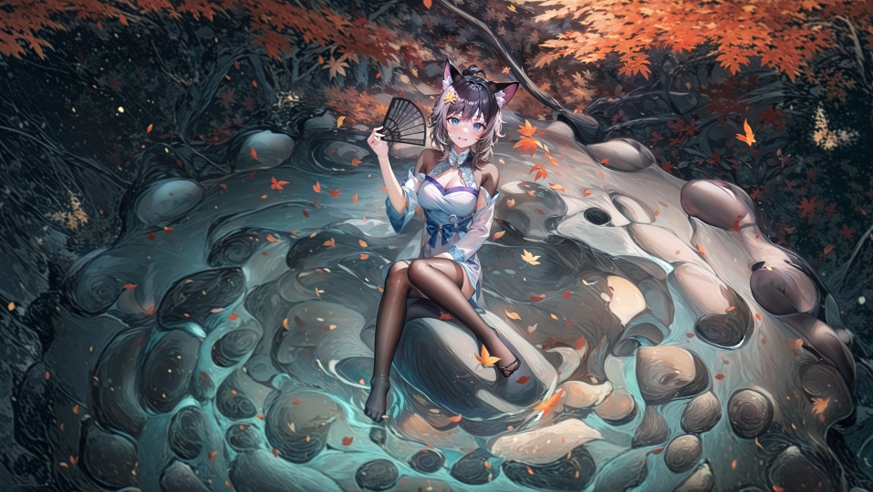 石头上的美女