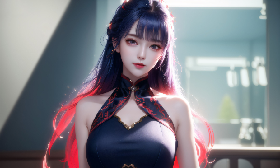 纯欲系唯美长发女生