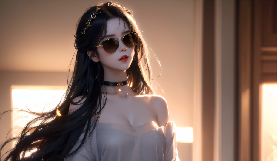 长发戴眼镜女孩