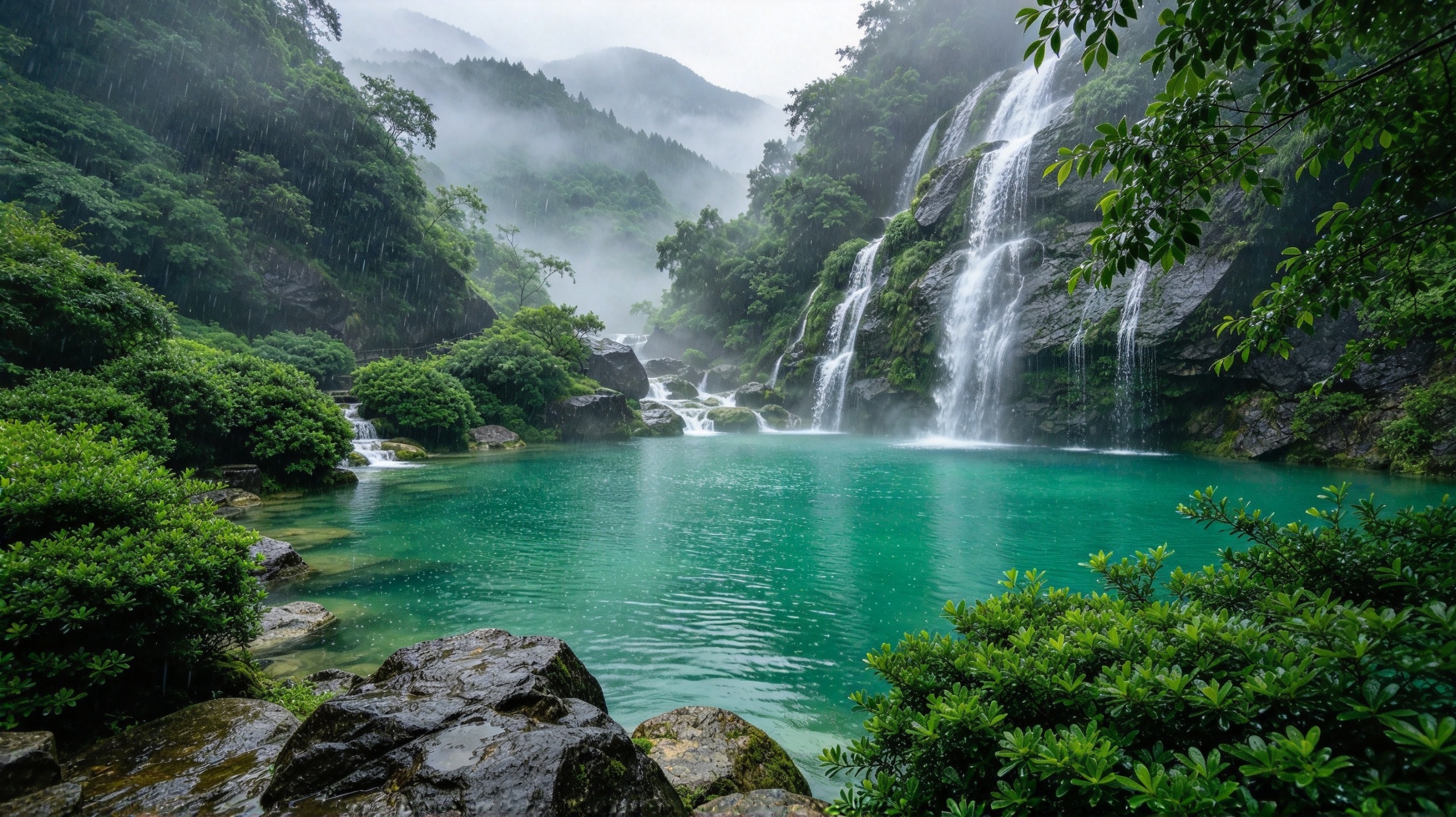 山间天然翡翠池