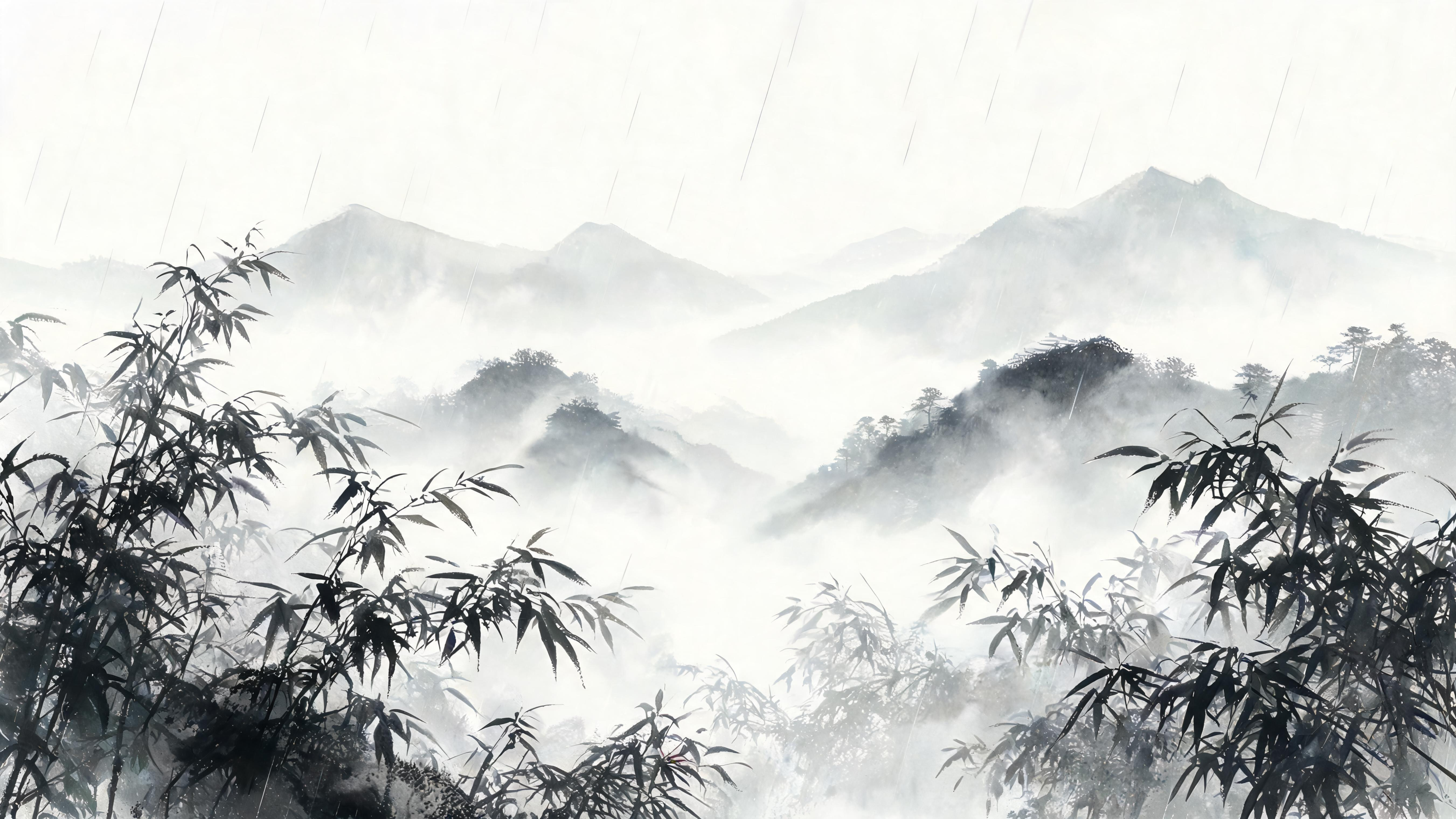 山雨竹林