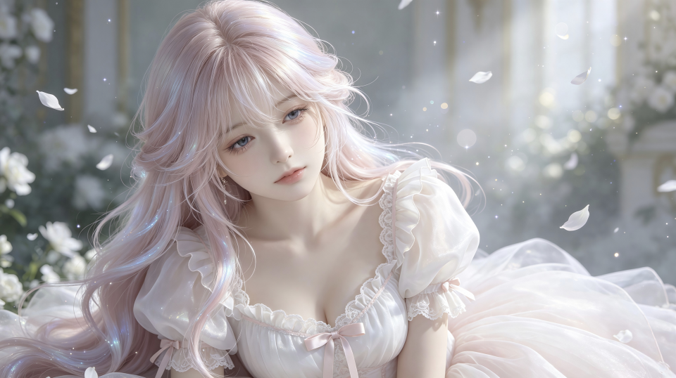 雾与落英，少女与白纱