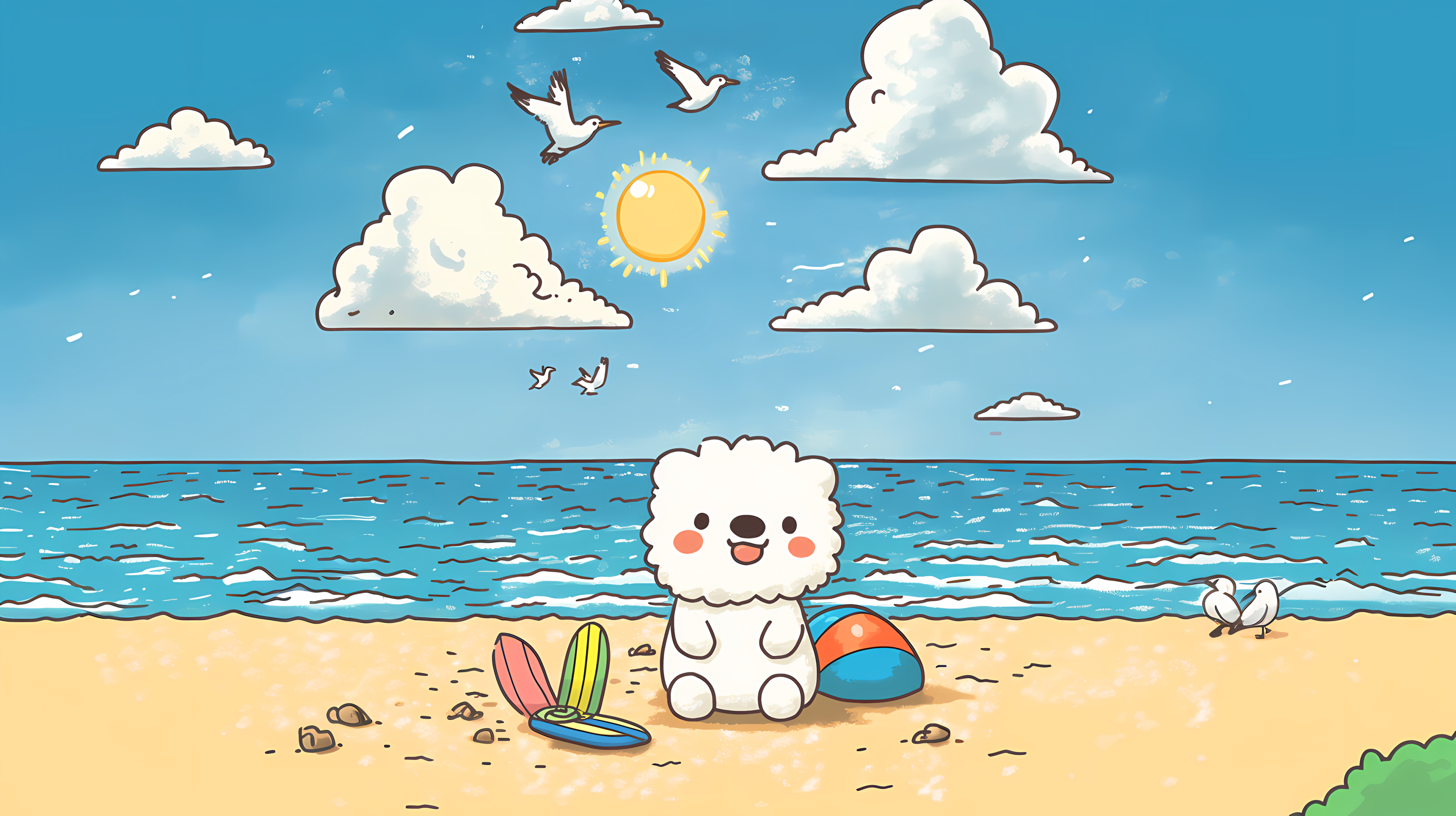 海滩萌宠的阳光假日