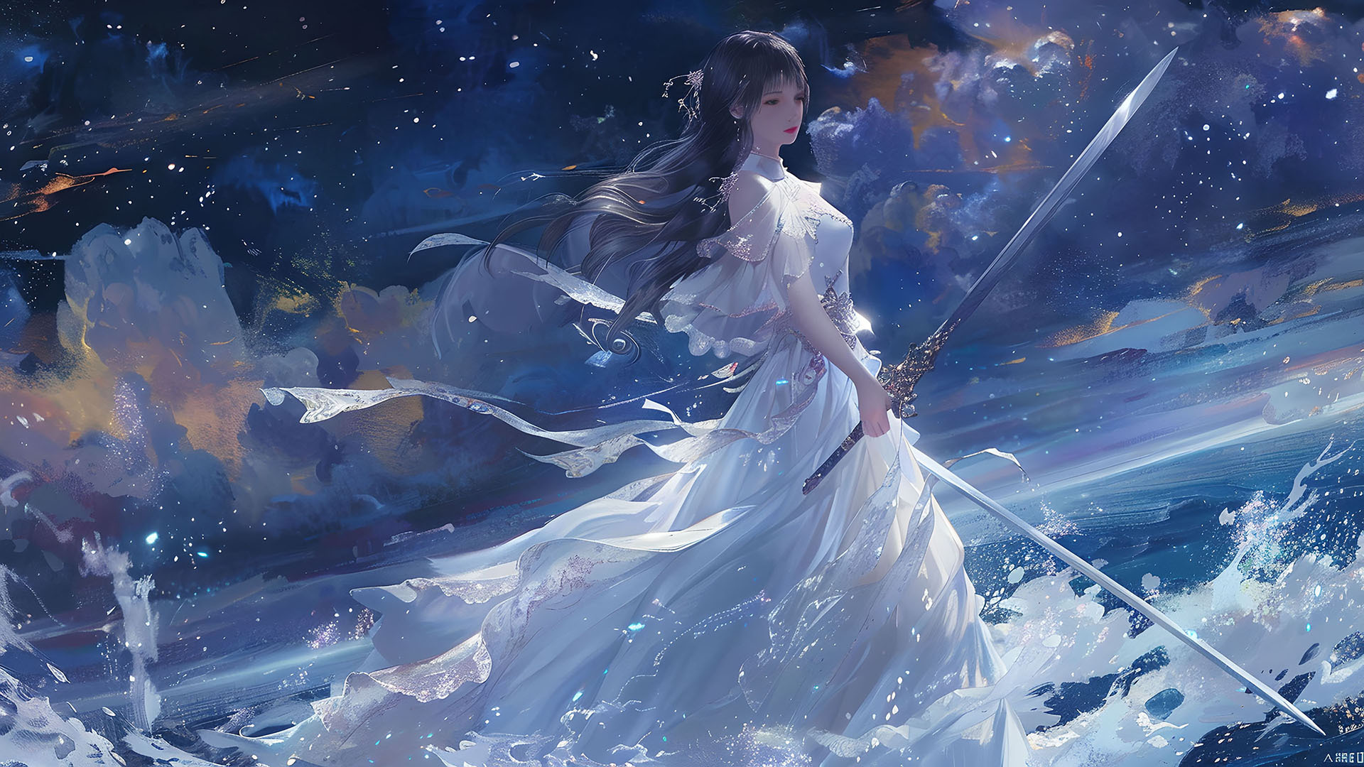 舞剑少女(动漫静态壁纸) - 静态壁纸下载 - 元气壁纸