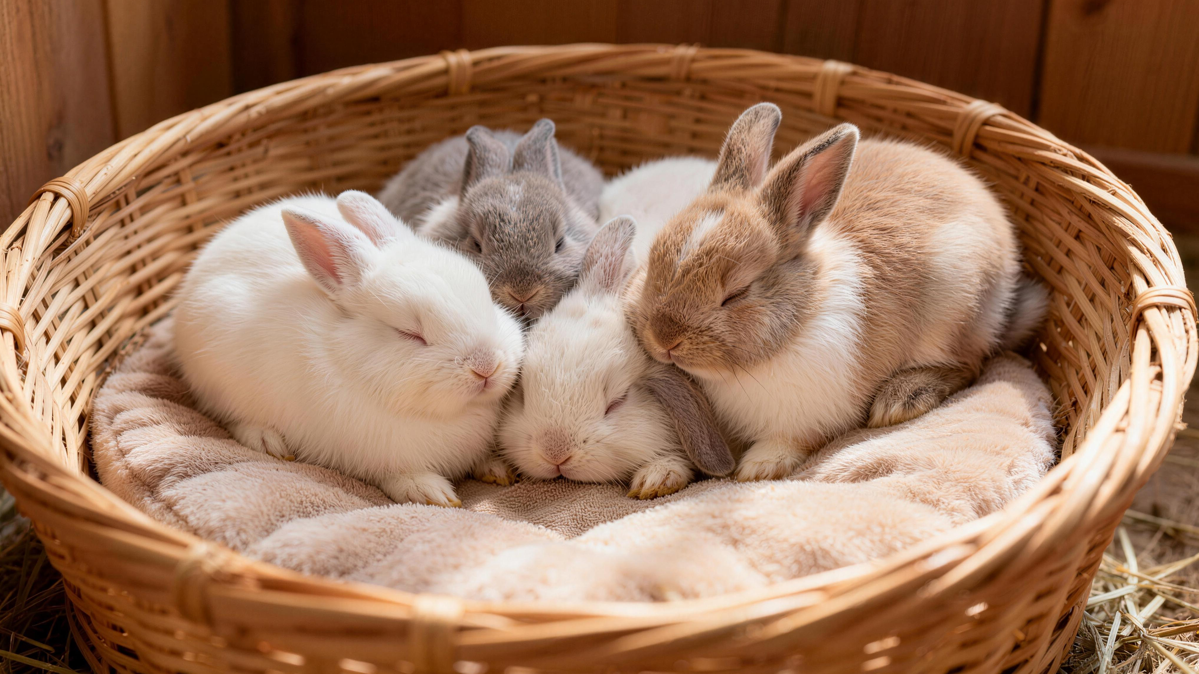 垂耳兔偎依睡觉