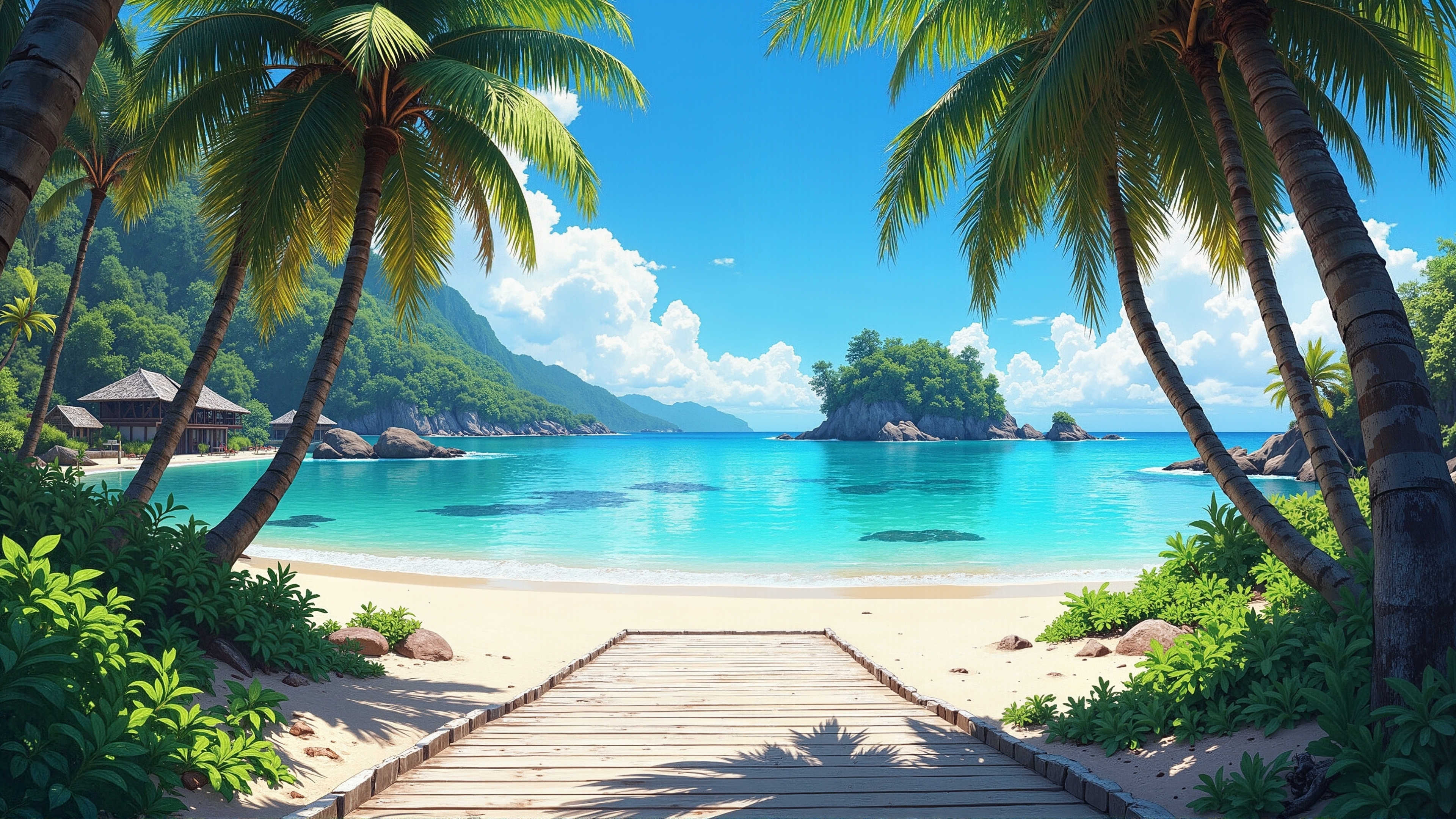 绿色护眼海岛阳光沙滩