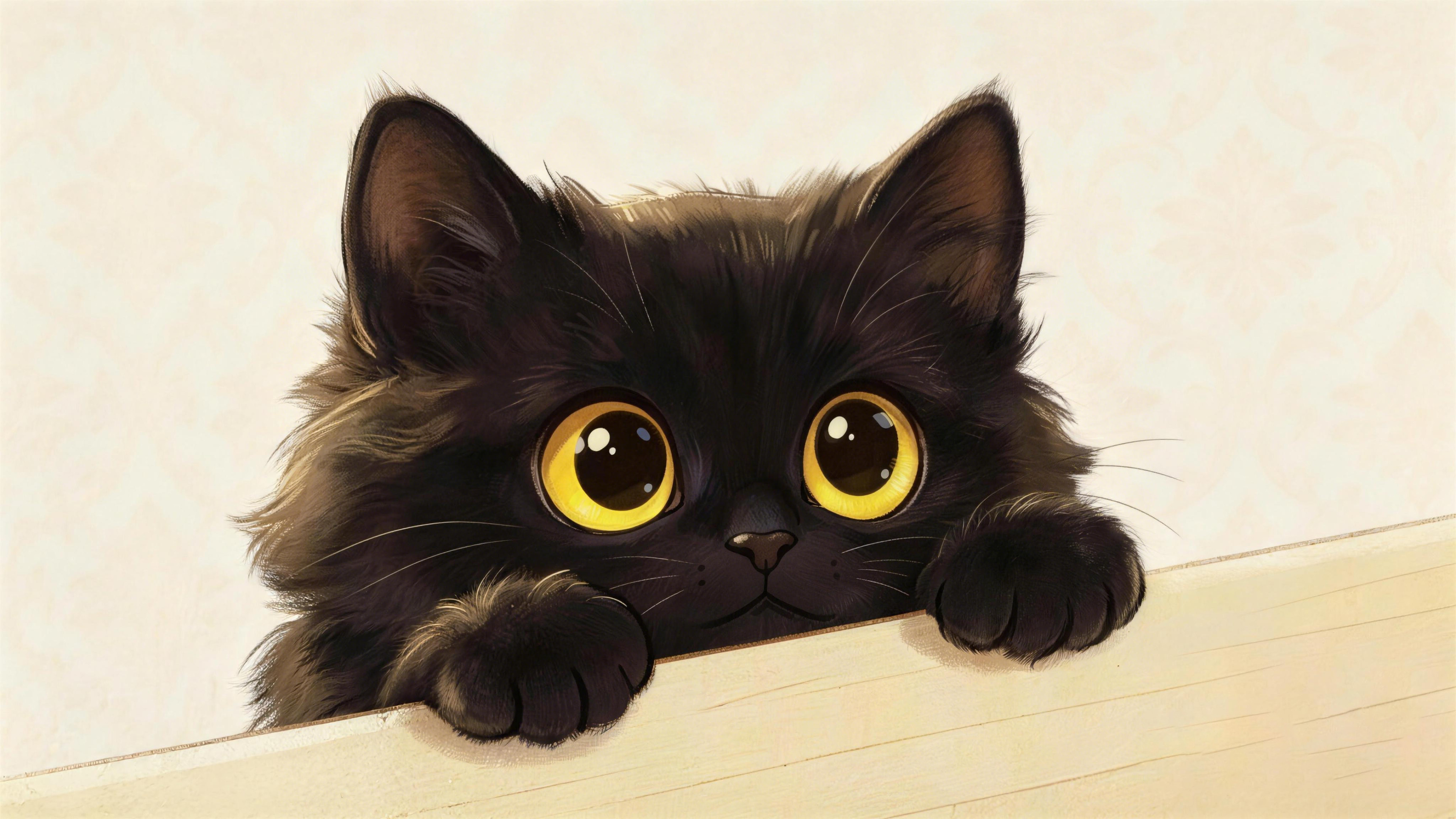 可爱黑猫趴桌子
