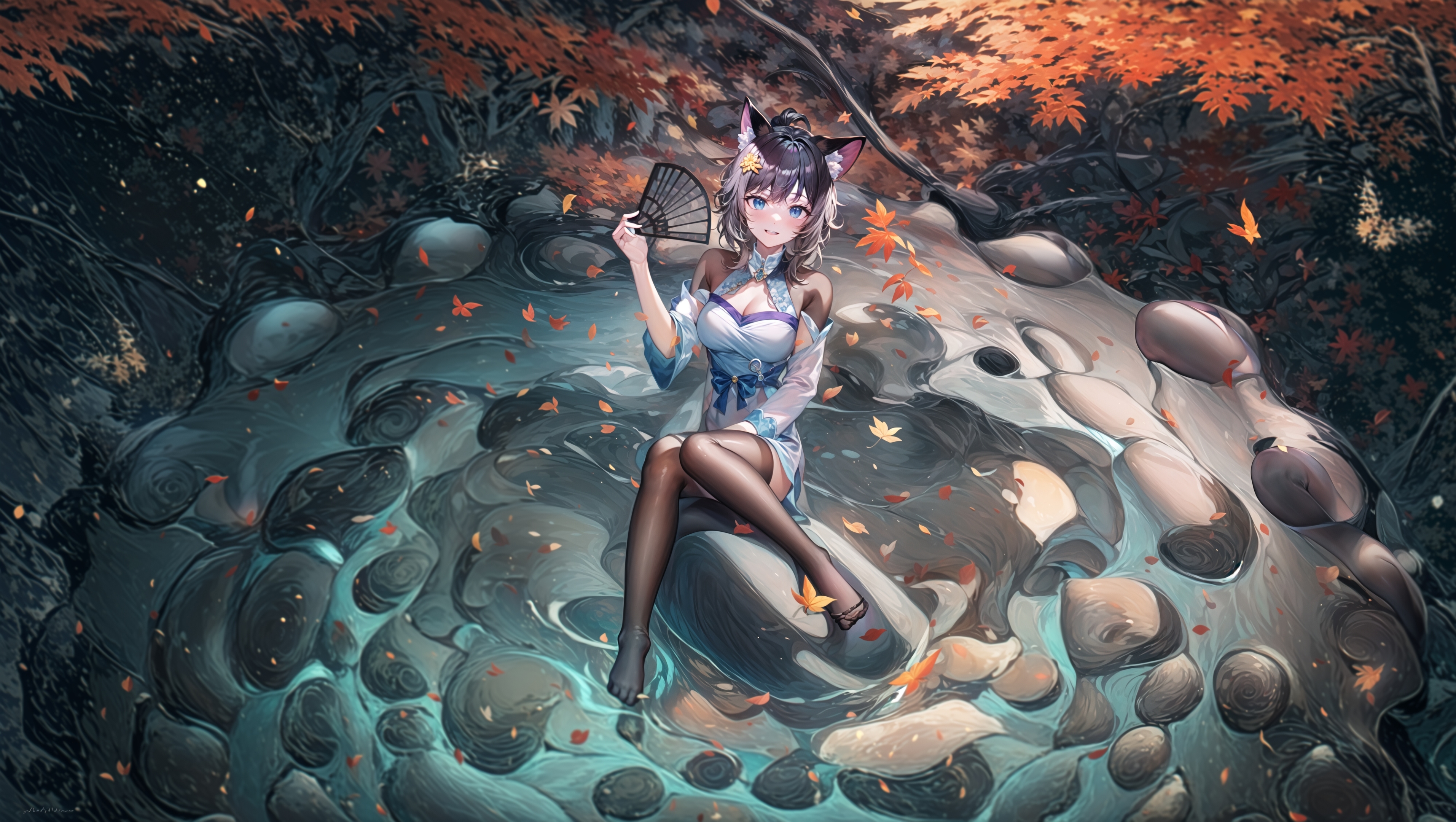石头上的美女