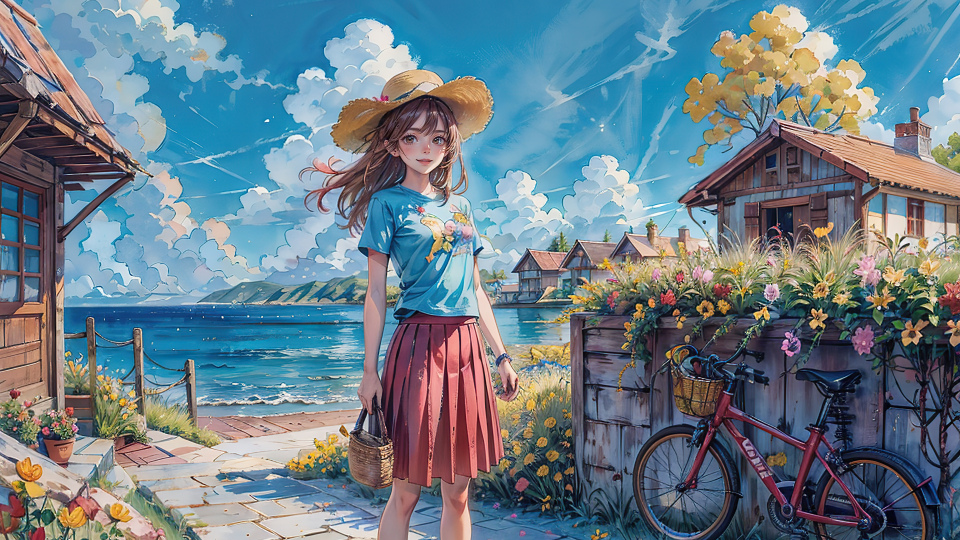 可爱女孩，女孩，小镇