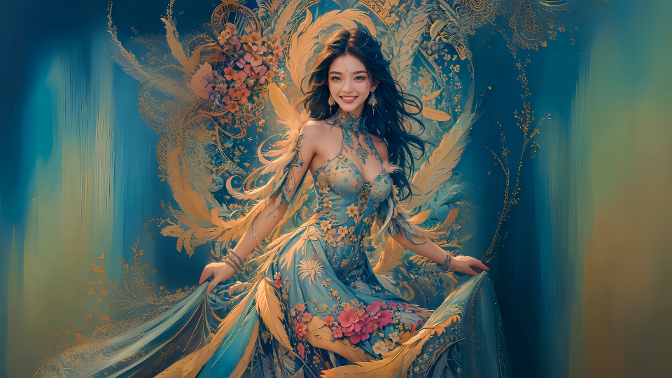 4K羽毛美女①