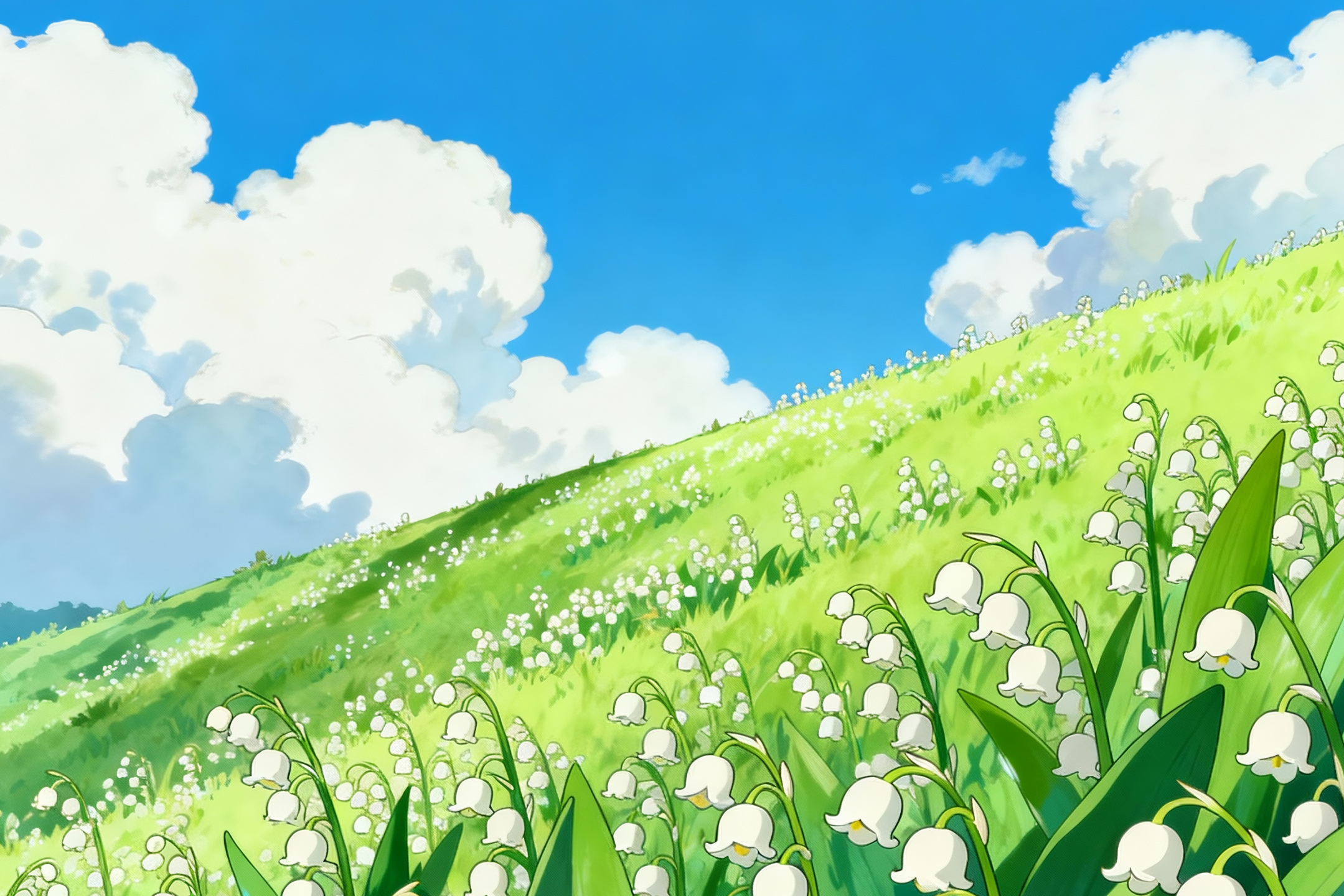 晴天下的铃兰坡