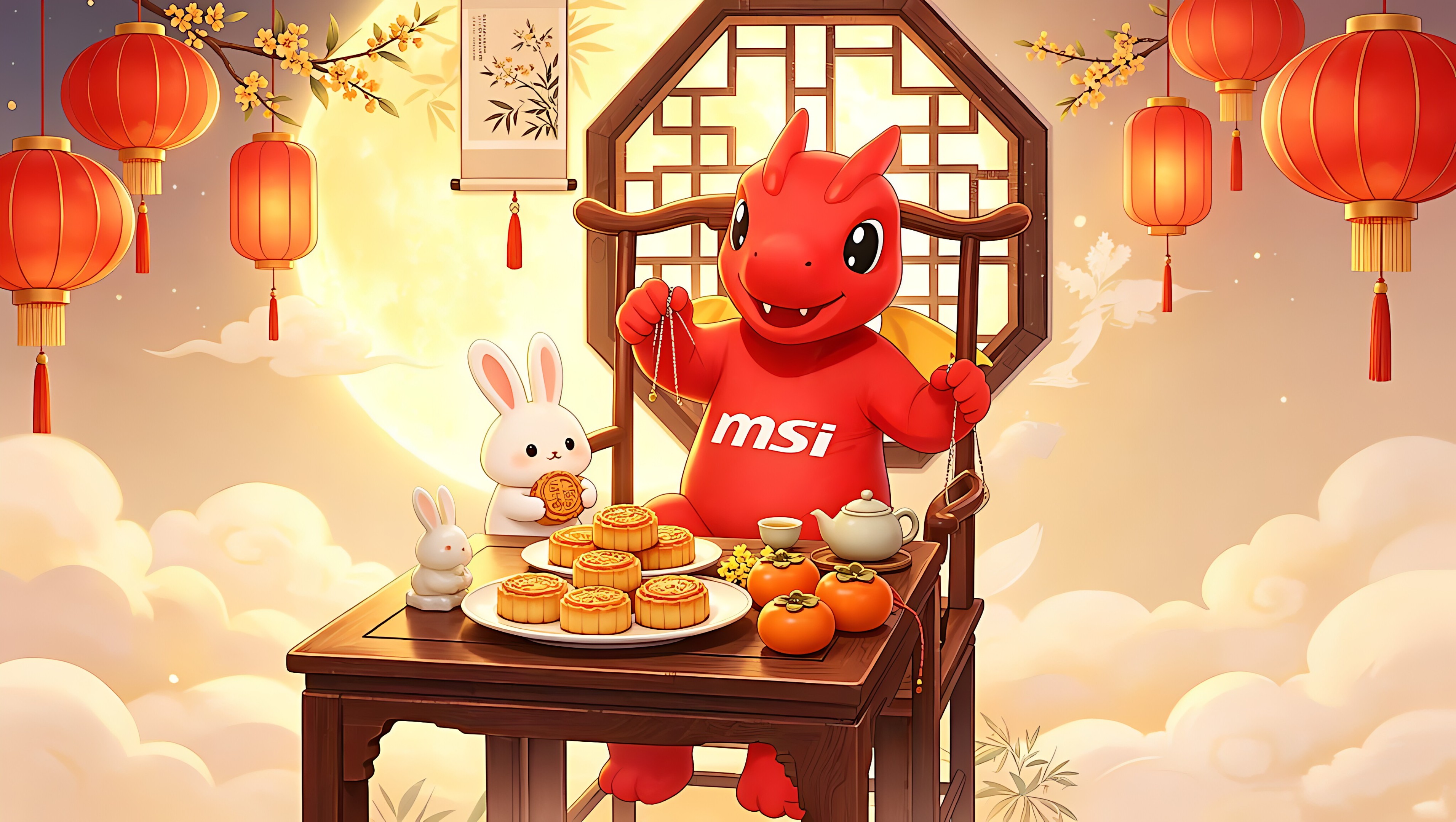 微星小红龙中秋壁纸