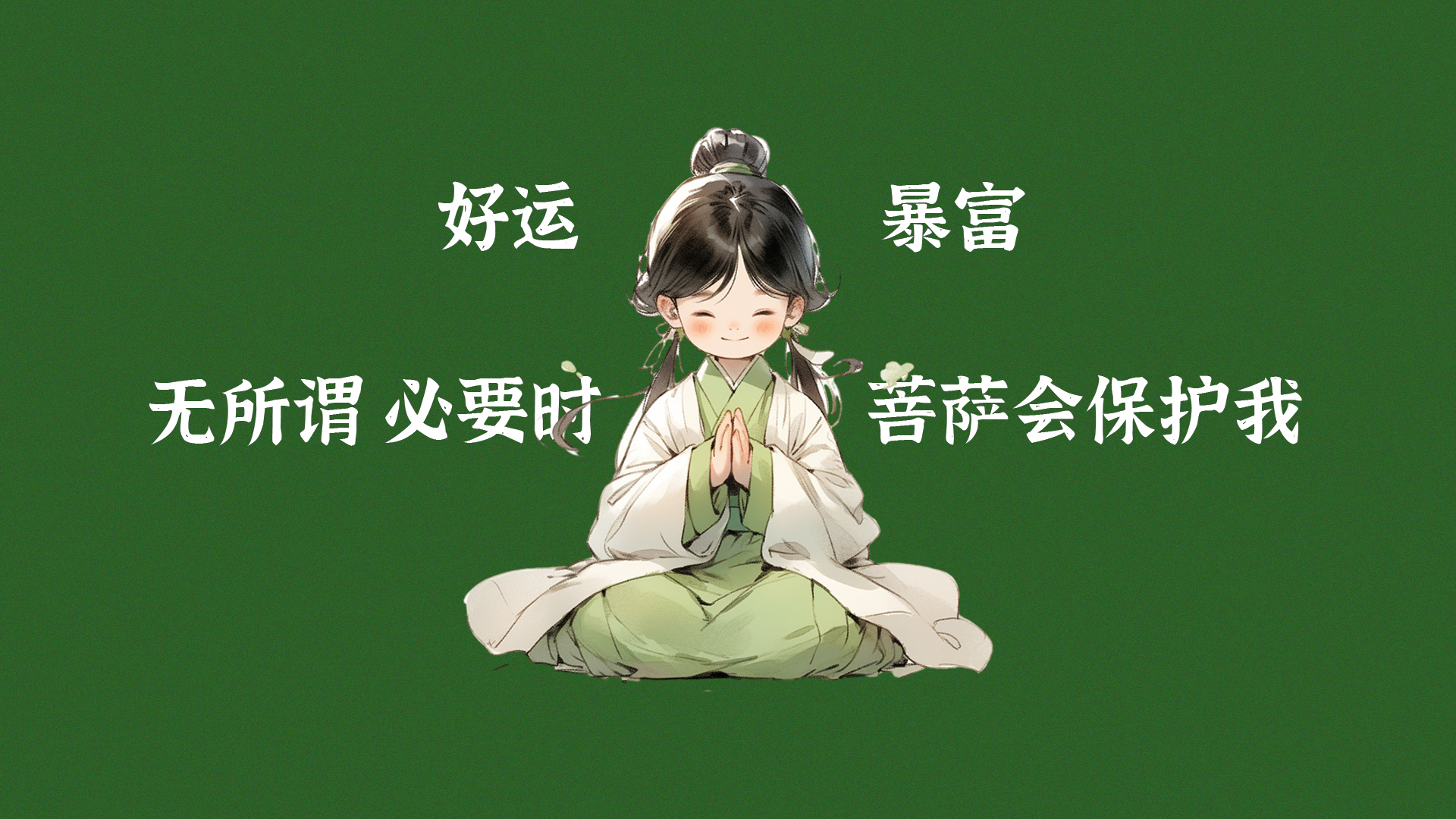 绿色护眼佛系小财女