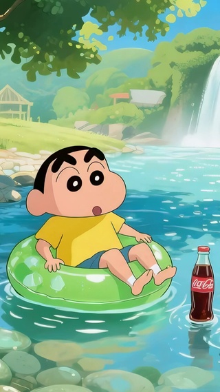 夏日小河流水游泳小新